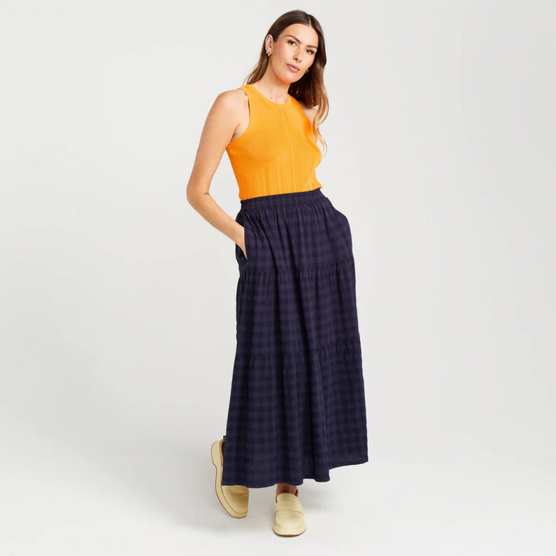 Clara Skirt - Navy Check