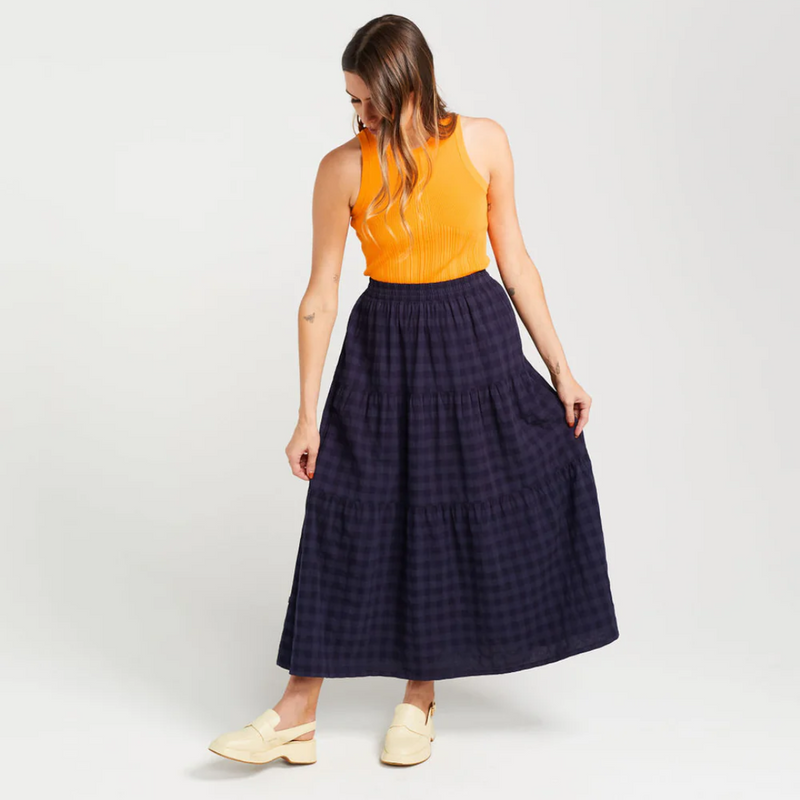 Clara Skirt - Navy Check