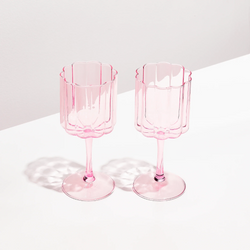 Wave Wine Glass Set - Pink