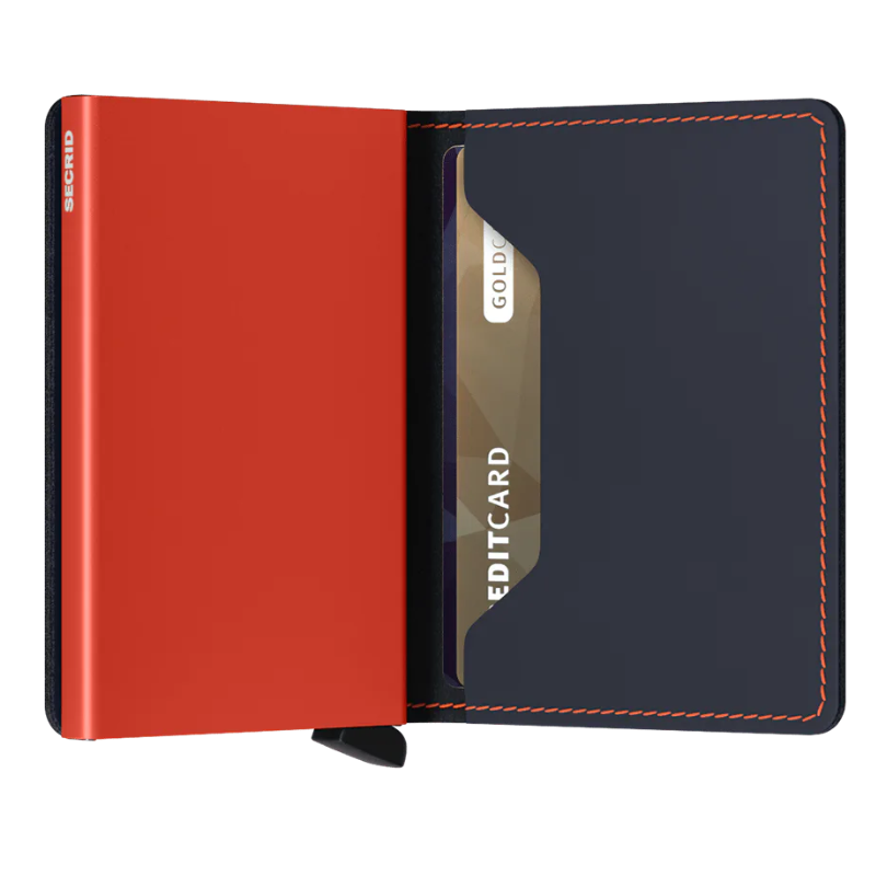 Slimwallet - Matte Night Blue + Orange