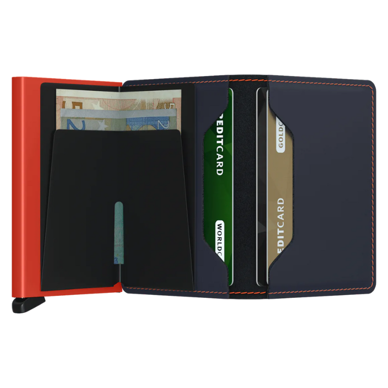 Slimwallet - Matte Night Blue + Orange