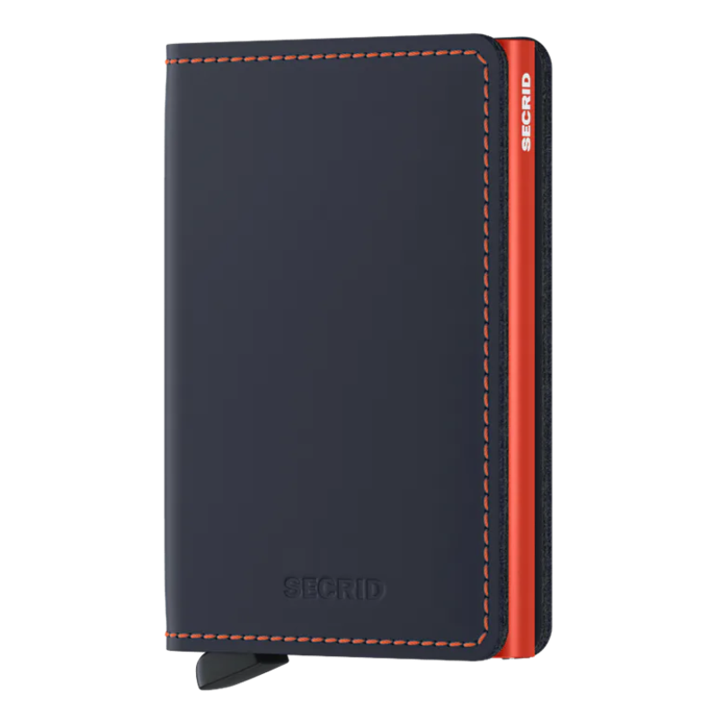 Slimwallet - Matte Night Blue + Orange